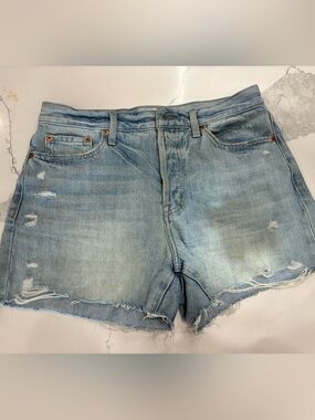 pistola Light Blue Distressed Denim Cutoff Shorts